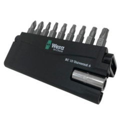 Wera bitsæt 10 dele TX10,TX15,3xTX20,TX25,TX30,PH2,PZ2 og 1 hold.8151/55/67-9/899